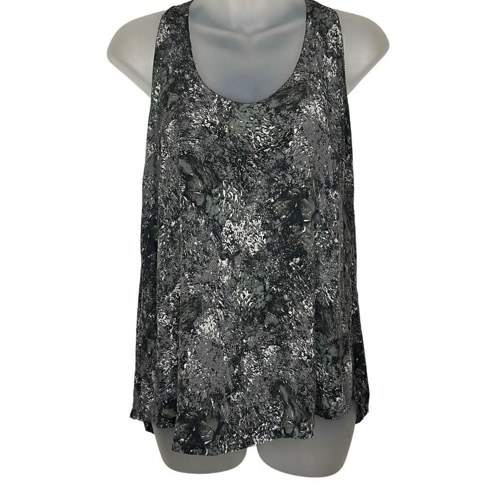 JOIE Sanders Splatter Print Silk Tank Top S charcoal